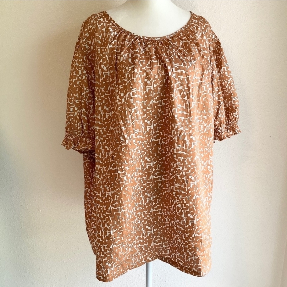 Ava & Viv NWT abstract puff sleeve top 3X